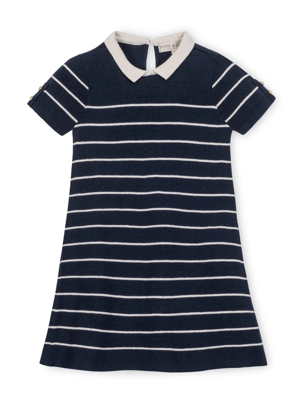 Organic Striped Navy Polo Knit Dress for Kids